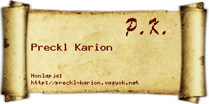 Preckl Karion névjegykártya